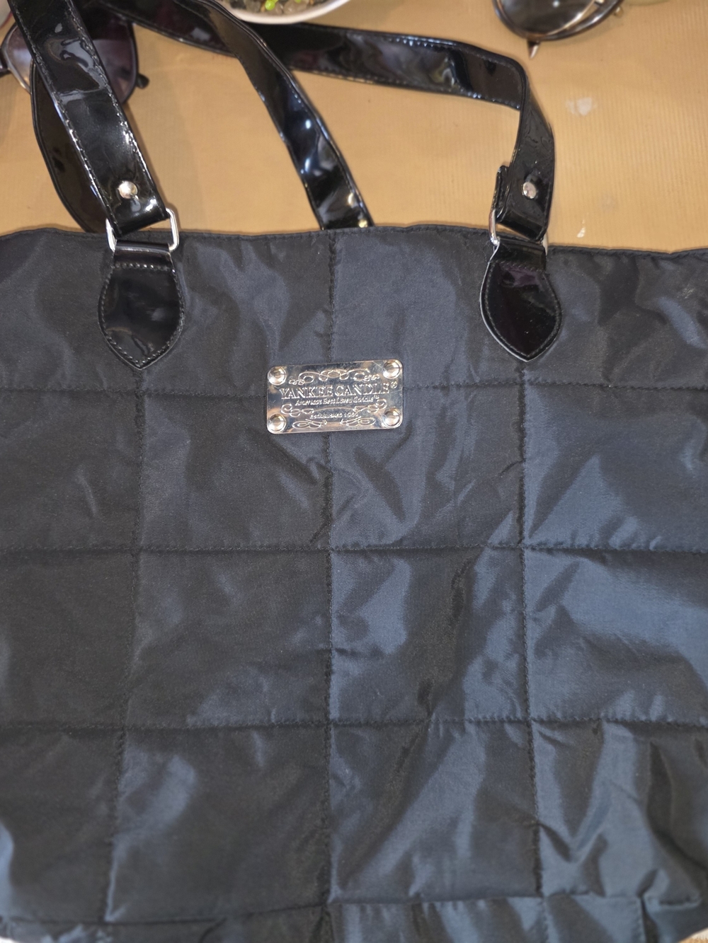 Yankee Candle Black Tote with Gold Metal Logo Plate